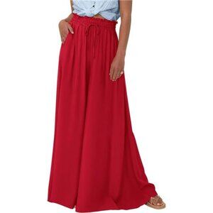 Women's Summer Wide Leg Palazzo Pants Red